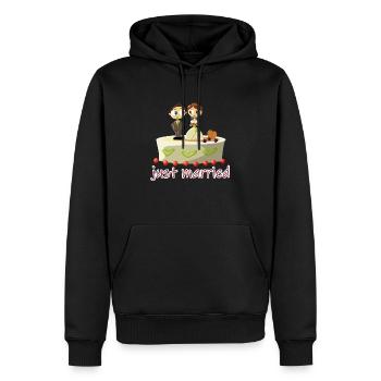 just married, mariage - Sweat à capuche Premium bio Homme - noir - Devant - Nico (187cm)