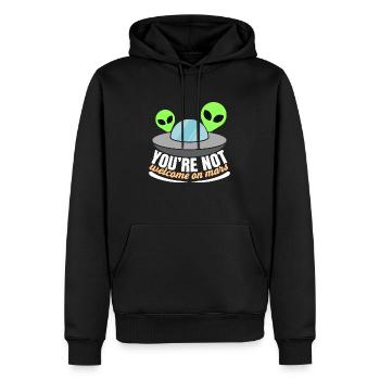 Dictons sarcastiques humoristiques sur les extraterrestres - Sweat à capuche Premium bio Homme - noir - Devant - Nico (187cm)