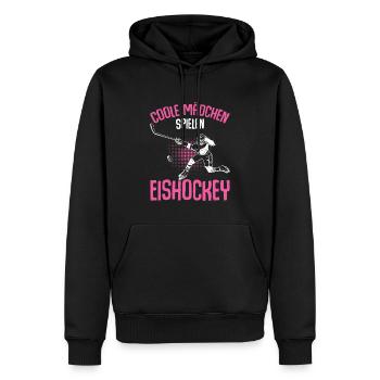 Coole Mädchen spielen Eishockey Hockey - Männer Premium Bio Hoodie - Schwarz - Vorne - Nico (187cm)