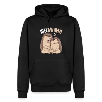 Igel Mama Damen - Männer Premium Bio Hoodie - Schwarz - Vorne - Nico (187cm)