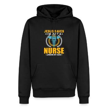 Krankenschwester Krankenpflege Klinik Sanitäter - Männer Premium Bio Hoodie - Schwarz - Vorne - Nico (187cm)