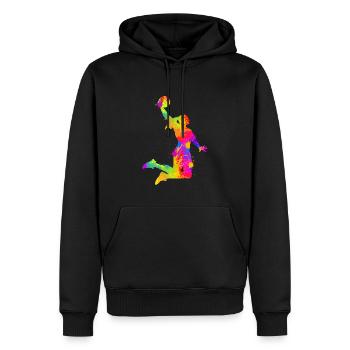 Basketteur basket-ball filles femmes enfants - Sweat à capuche Premium bio Homme - noir - Devant - Nico (187cm)