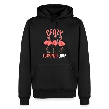 Flamingo Damen - Männer Premium Bio Hoodie - Schwarz - Vorne - Nico (187cm)