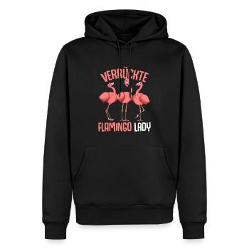 Verrückte Flamingo Lady Damen Mädchen - Männer Premium Bio Hoodie - Schwarz - Vorne - Nico (187cm)