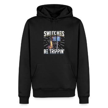 Electrician Electrical Engineer Lineman Electrical - Men’s Premium Organic Hoodie - black - Front - Nico (187cm)