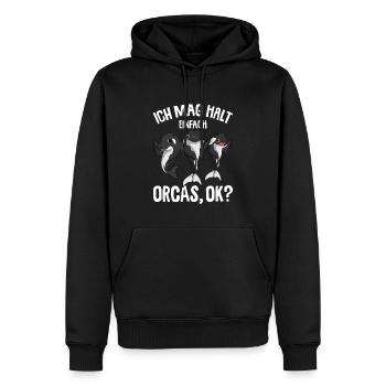 Ich mag halt Orcas Wal Schwertwal Killerwal - Männer Premium Bio Hoodie - Schwarz - Vorne - Nico (187cm)