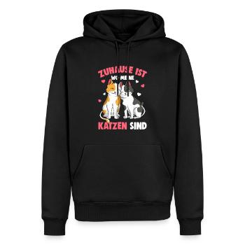 Zuhause ist wo meine Katzen sind Katze Damen - Männer Premium Bio Hoodie - Schwarz - Vorne - Nico (187cm)