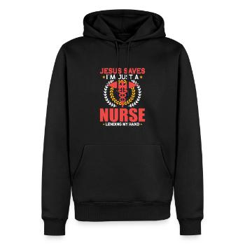 Krankenschwester Krankenpflege Klinik Sanitäter - Männer Premium Bio Hoodie - Schwarz - Vorne - Nico (187cm)