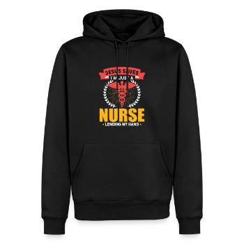 Krankenschwester Krankenpflege Klinik Sanitäter - Männer Premium Bio Hoodie - Schwarz - Vorne - Nico (187cm)