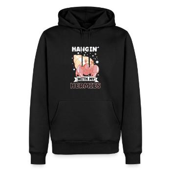 Bernard-l’ermite Crabbing Crabe Whisperer Chasse au crabe - Sweat à capuche Premium bio Homme - noir - Devant - Nico (187cm)