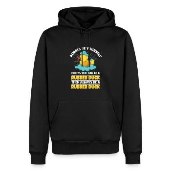 Canard en caoutchouc Canards Chasse aux oiseaux Amoureux du canard Idée cadeau - Sweat à capuche Premium bio Homme - noir - Devant - Nico (187cm)