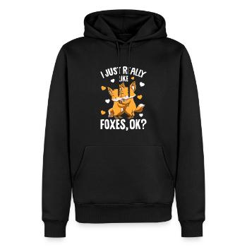 Fuchs Kinder - Männer Premium Bio Hoodie - Schwarz - Vorne - Nico (187cm)