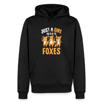 Fuchs Mädchen Kinder - Männer Premium Bio Hoodie - Schwarz - Vorne - Nico (187cm)