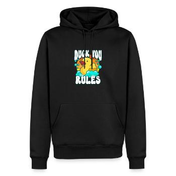 Canards en caoutchouc Canards Chasse aux oiseaux Idée cadeau d’amoureux des canards - Sweat à capuche Premium bio Homme - noir - Devant - Nico (187cm)