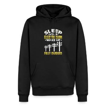 Electrician Electrical Engineer Lineman Electrical - Men’s Premium Organic Hoodie - black - Front - Nico (187cm)