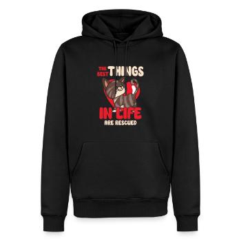 Sauvetage des chats SAUVETAGE DES DROITS DES ANIMAUX Adoption de chats - Sweat à capuche Premium bio Homme - noir - Devant - Nico (187cm)