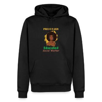 Travail social de l’école des travailleurs sociaux noirs - Sweat à capuche Premium bio Homme - noir - Devant - Nico (187cm)