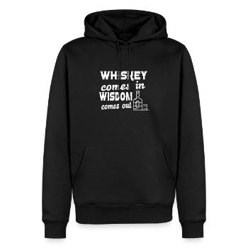 Whiskey goes in Wisdom goes out for Whiskey Fans - Männer Premium Bio Hoodie - Schwarz - Vorne - Nico (187cm)