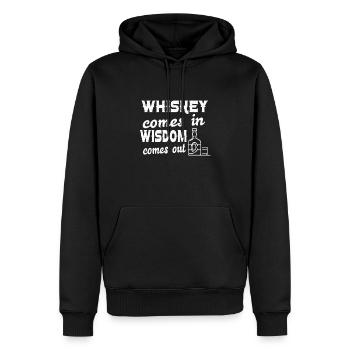 Whiskey goes in Wisdom goes out for Whiskey Fans - Männer Premium Bio Hoodie - Schwarz - Vorne - Nico (187cm)