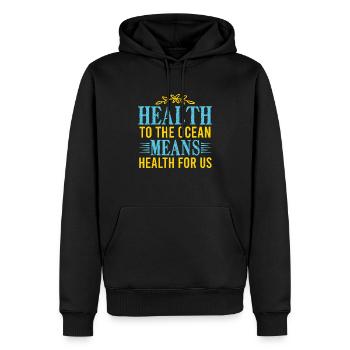 HEALTH TO THE OCEAN MEANS HEALTH FOR US - Men’s Premium Organic Hoodie - black - Front - Nico (187cm)