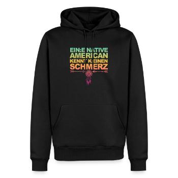 Lustiger Spruch über Gendern & Wokeness - Männer Premium Bio Hoodie - Schwarz - Vorne - Nico (187cm)