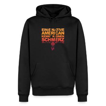 Lustiger Spruch über Gendern & Wokeness - Männer Premium Bio Hoodie - Schwarz - Vorne - Nico (187cm)