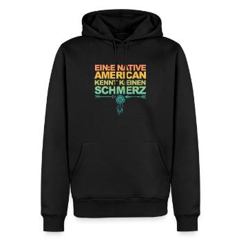 Lustiger Spruch über Gendern & Wokeness - Männer Premium Bio Hoodie - Schwarz - Vorne - Nico (187cm)