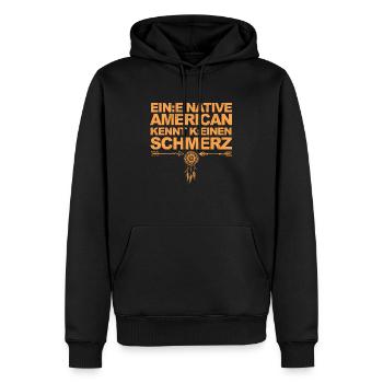 Lustiger Spruch & Satire über Gendern & Wokeness - Männer Premium Bio Hoodie - Schwarz - Vorne - Nico (187cm)