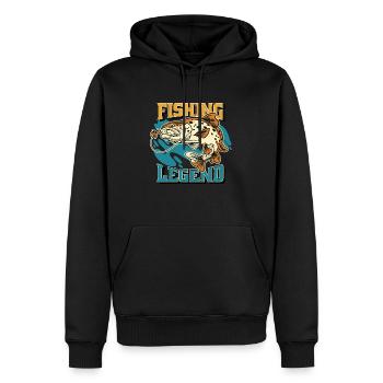 FISHING LEGEND I FISCHER I FISCHEN - Männer Premium Bio Hoodie - Schwarz - Vorne - Nico (187cm)