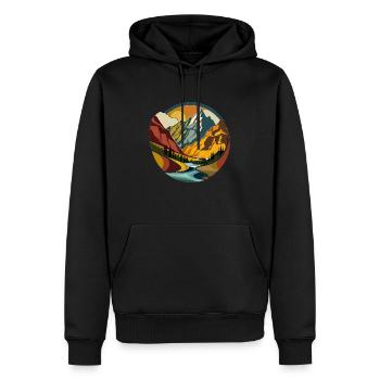 Landscape Art. Nature Berg Retro - Männer Premium Bio Hoodie - Schwarz - Vorne - Nico (187cm)