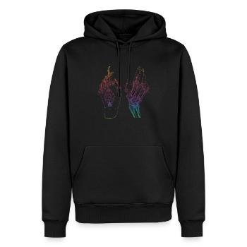 Regenbogen Skelett Hände Boho Gothic - Männer Premium Bio Hoodie - Schwarz - Vorne - Nico (187cm)