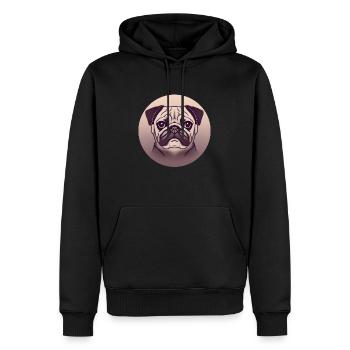 Mops im Kreis Emblem - Männer Premium Bio Hoodie - Schwarz - Vorne - Nico (187cm)