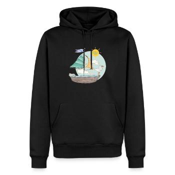 Segeltörn auf dem Bodensee mit tierischen Passagie - Männer Premium Bio Hoodie - Schwarz - Vorne - Nico (187cm)