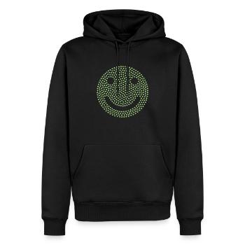 Emoji laugh green - Men’s Premium Organic Hoodie - black - Front - Nico (187cm)