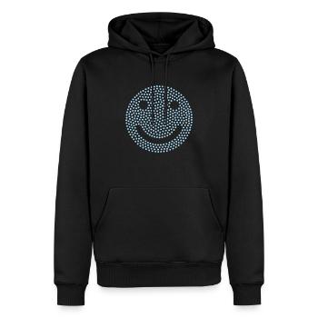 Emoji lachen blau - Männer Premium Bio Hoodie - Schwarz - Vorne - Nico (187cm)