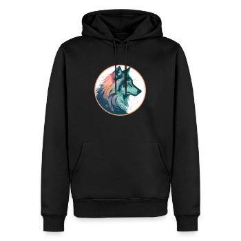 Loup, Chien sauvage, Loup gris, Canis lupus - Sweat à capuche Premium bio Homme - noir - Devant - Nico (187cm)