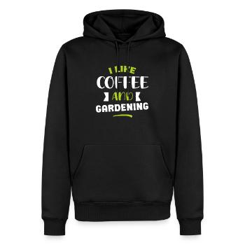 I like coffee and gardening funny gift gardener - Sweat à capuche Premium bio Homme - noir - Devant - Nico (187cm)