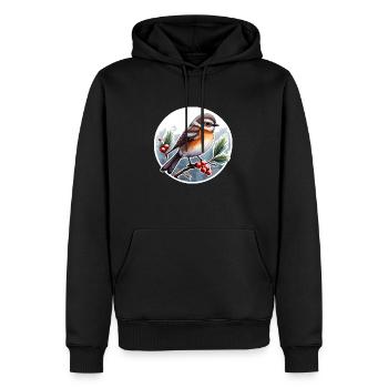 Oiseau d’hiver - Sweat à capuche Premium bio Homme - noir - Devant - Nico (187cm)