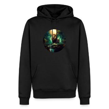 Majestueux Lion Roi des Animaux Cadeau Lion - Sweat à capuche Premium bio Homme - noir - Devant - Nico (187cm)