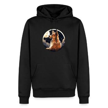 Beau chien au clair de lune cadeau collie - Sweat à capuche Premium bio Homme - noir - Devant - Nico (187cm)