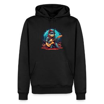 Rockiges Krokodil mit E-Gitarre für Jung und Alt - Männer Premium Bio Hoodie - Schwarz - Vorne - Nico (187cm)