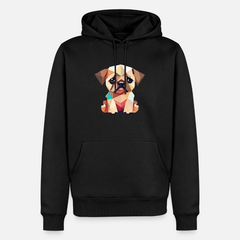 Polygon Mops - Männer Premium Bio Hoodie - Schwarz