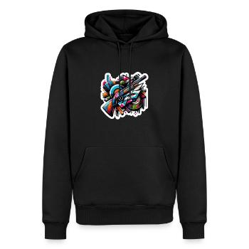 Tir au pigeon d’argile Tir au pigeon d’argile - Sweat à capuche Premium bio Homme - noir - Devant - Nico (187cm)