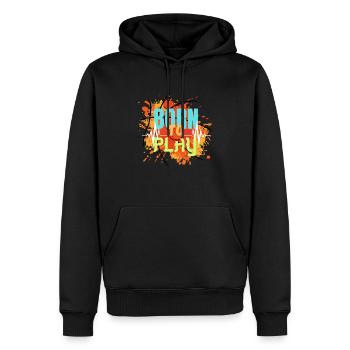 Geboren, um zu spielen - Männer Premium Bio Hoodie - Schwarz - Vorne - Nico (187cm)