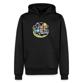 Camping-car Camping-car Camping - Sweat à capuche Premium bio Homme - noir - Devant - Nico (187cm)