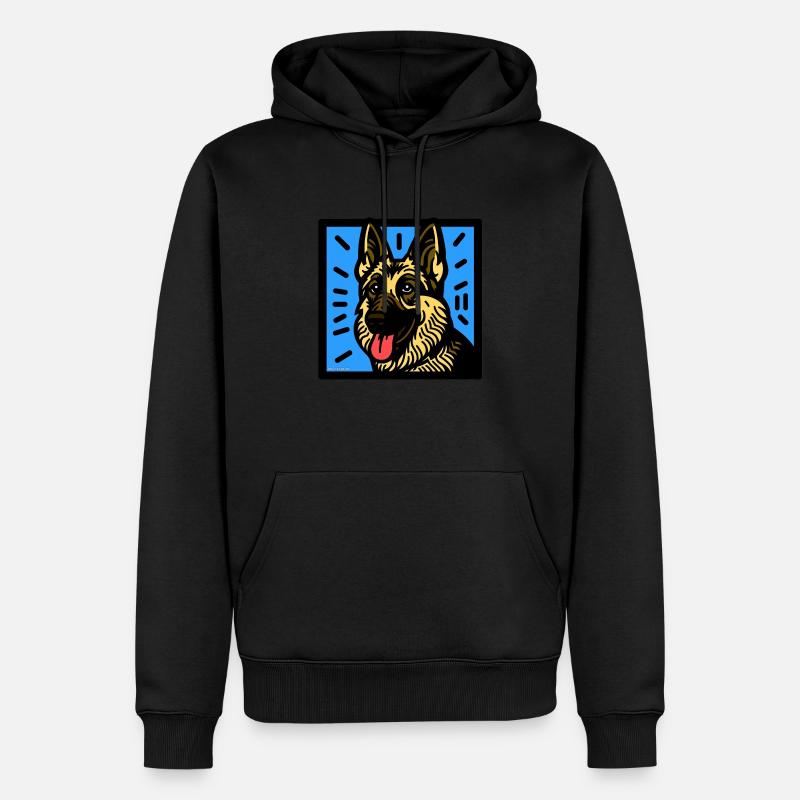 Allemand Shepahrd Pop Art - Sweat à capuche Premium bio Homme - noir