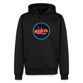 Blackpool - Blackpool Royaume-Uni - Skyline en Synthwave - Sweat à capuche Premium bio Homme - noir - Devant - Nico (187cm)