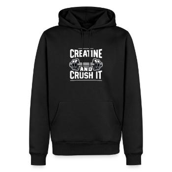 Musculation, Powerlifting, Haltération, Fitness - Sweat à capuche Premium bio Homme - noir - Devant - Nico (187cm)