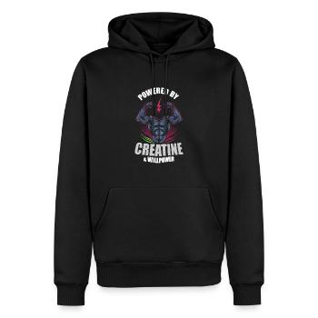 Musculation, Powerlifting, Haltération, Fitness - Sweat à capuche Premium bio Homme - noir - Devant - Nico (187cm)