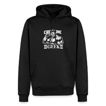 Musculation, Powerlifting, Haltération, Fitness - Sweat à capuche Premium bio Homme - noir - Devant - Nico (187cm)